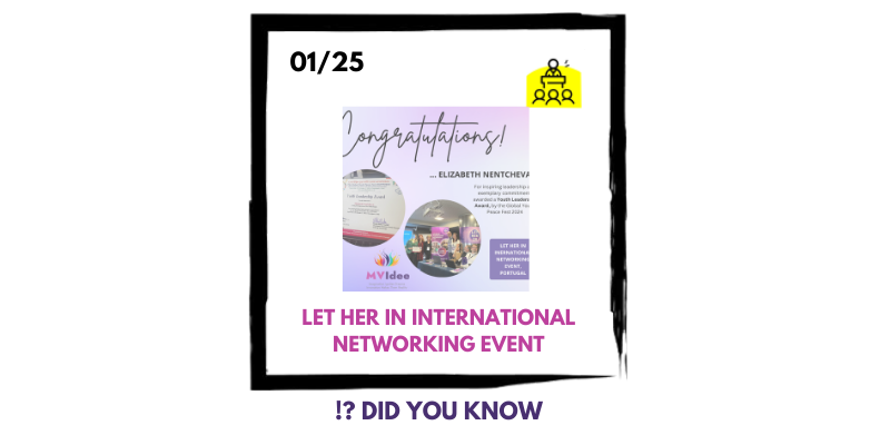 Elizabeth Nentcheva awarded Youth Leadership Award at the Let Her In International Networking Event in Portugal