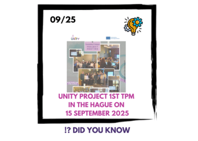 UNITY Project, eerste transnationale projectbijeenkomst in Den Haag, Nederland op 15 september 2025