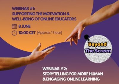 In juni organiseert het Beyond the Screen-consortium twee interactieve webinars rond welzijn van educators, betrokkenheid van deelnemers en mensgericht online leren.